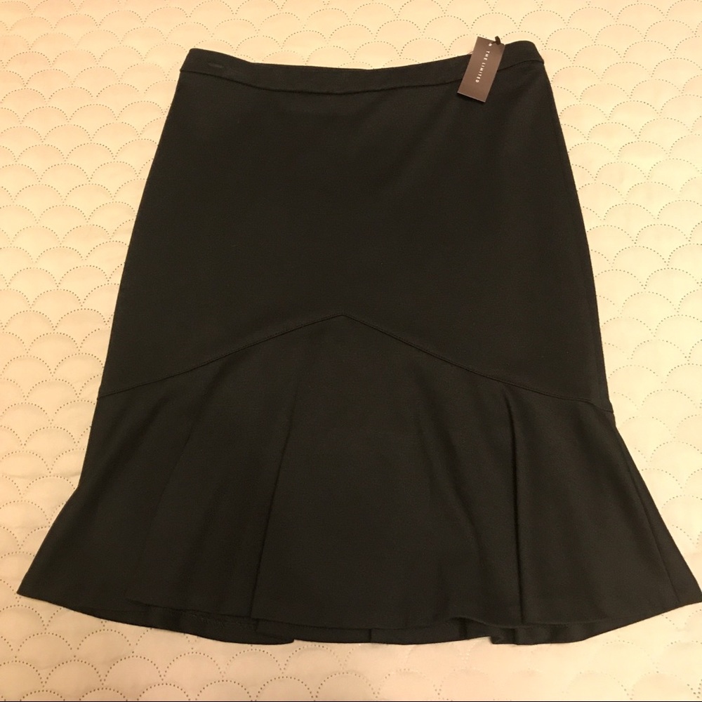 The Limited Black Pencil Skirt w/ Ruffle Detail at Bottom; Size 2; NWT!